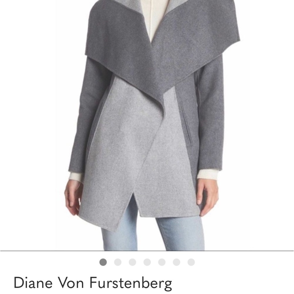 Diane Von Furstenberg colorblock waterfall Wool coat in size 3X